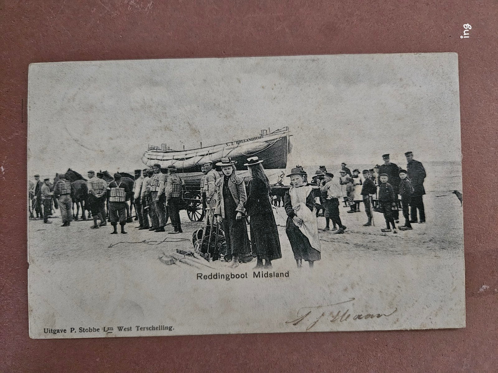 Oude briefkaart Reddingboot Midsland West-Terschelling, Ophalen of Verzenden, Voor 1920, Gelopen, Waddeneilanden