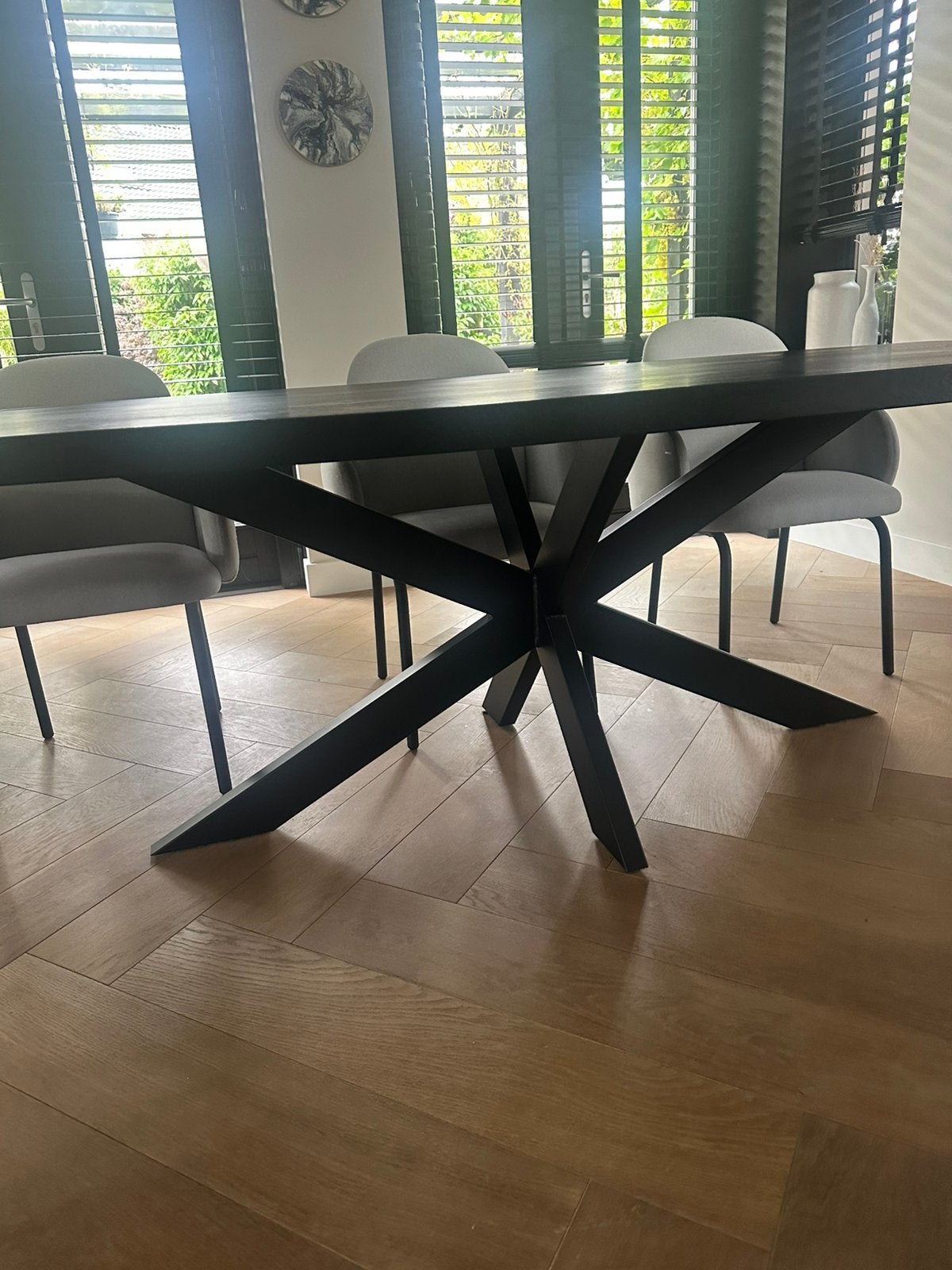 Table du Sud eettafel massief eiken zwart 240 cm, Ophalen, 100 tot 150 cm, 200 cm of meer, Zo goed als nieuw