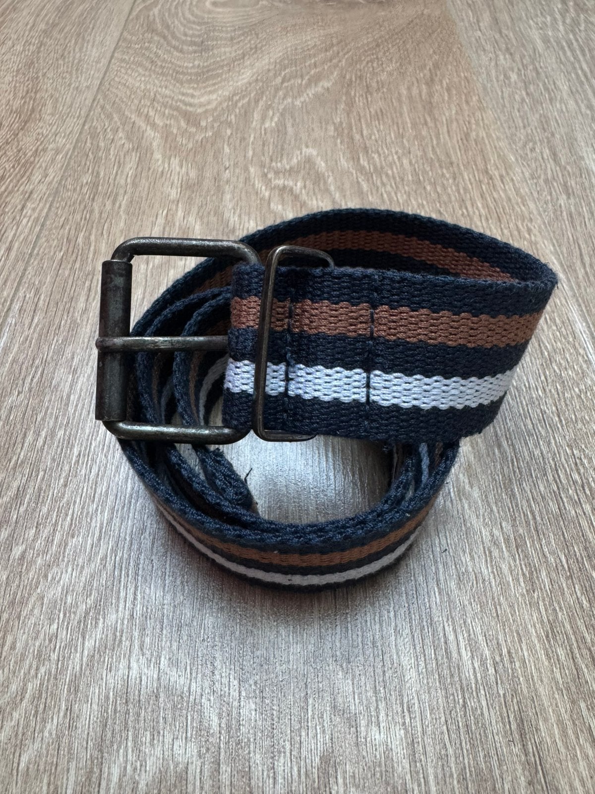 Kinder riem blauw/wit/bruin, Ophalen of Verzenden, Zo goed als nieuw