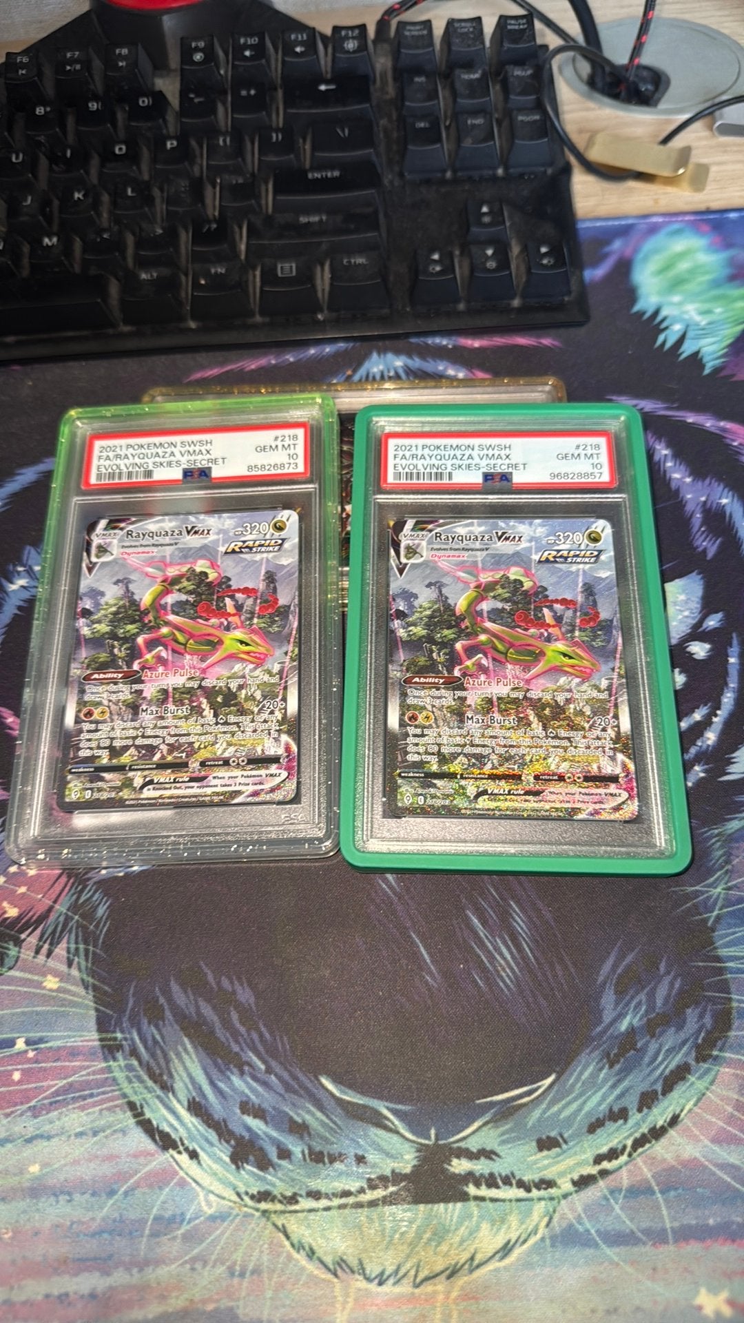 Rayquaza vmax alt art psa 10 2x beschikbaar, Ophalen of Verzenden, Zo goed als nieuw