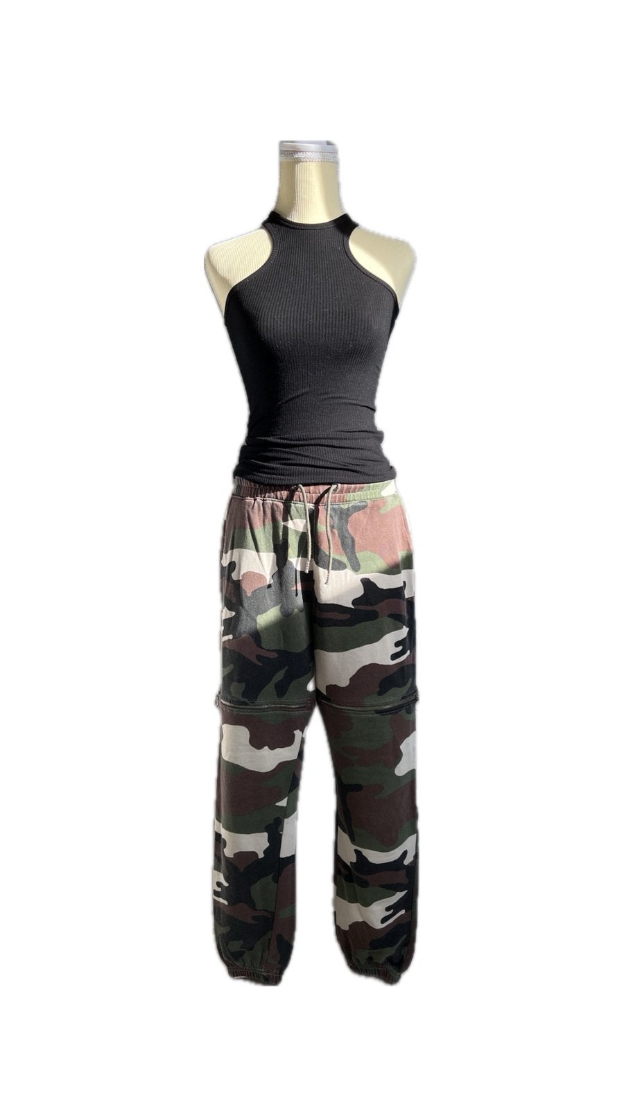 Missguided camouflage broek maat XS/S. Groen., Verzenden, Zwart, Zo goed als nieuw, Maat 34 (XS) of kleiner