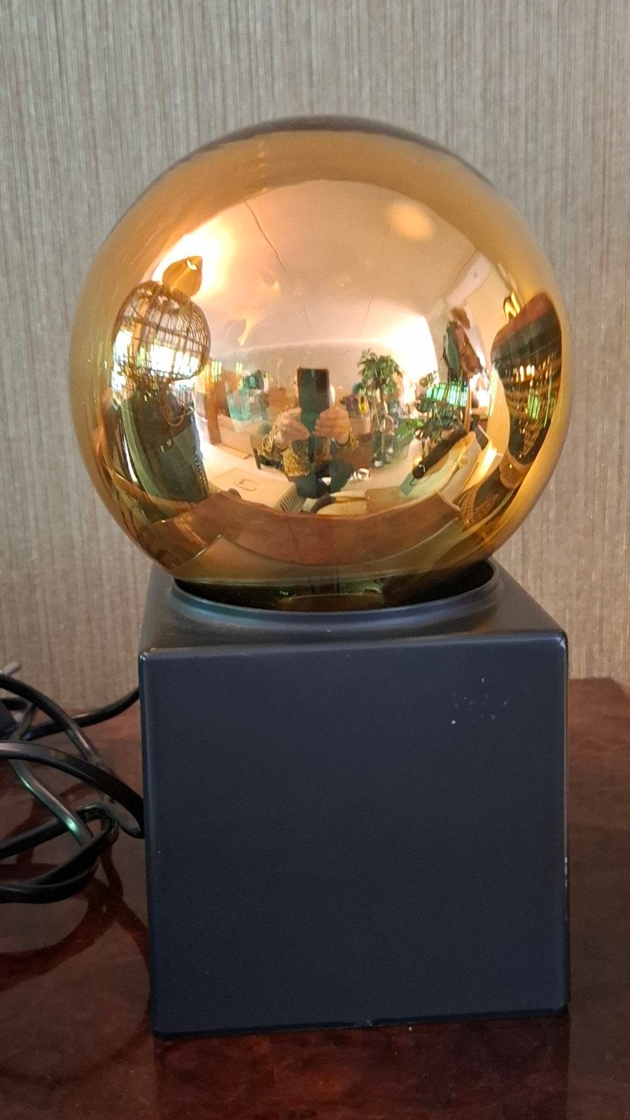 Vintage Philips spiegelbol tafellamp uit de jaren 70, Huis en Inrichting, Gebruikt, Vintage, 20 cm, Glas