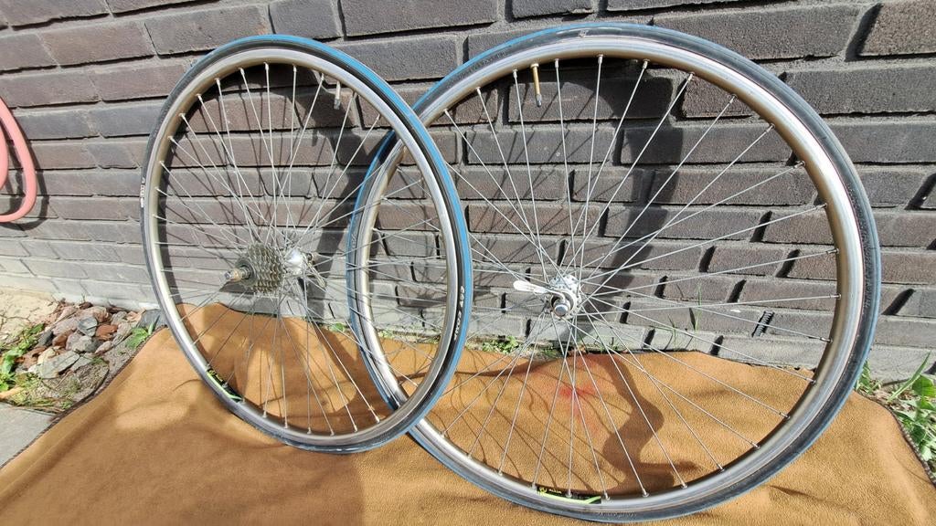 Vintage wielset Alesa 913 velgen met Shimano Exage naven, Fietsen en Brommers, Fietsonderdelen, Gebruikt, Aluminium, Racefiets