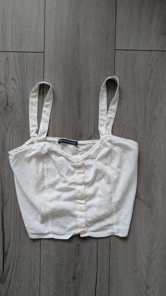 Brandy Melville crop top wit maat S, Wit, Ophalen of Verzenden, Zo goed als nieuw, Brandy Melville