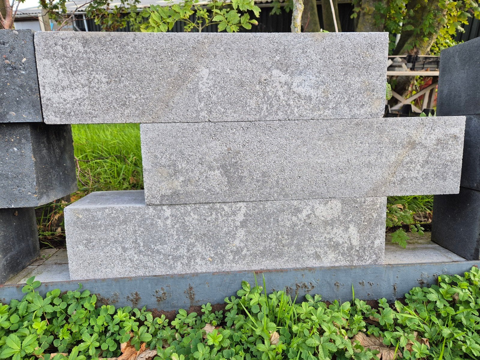 stapelblokken 60x15x15cm grijs gemêleerd s-partij, Tuin en Terras, Blok, Nieuw, Ophalen of Verzenden, Minder dan 25 cm