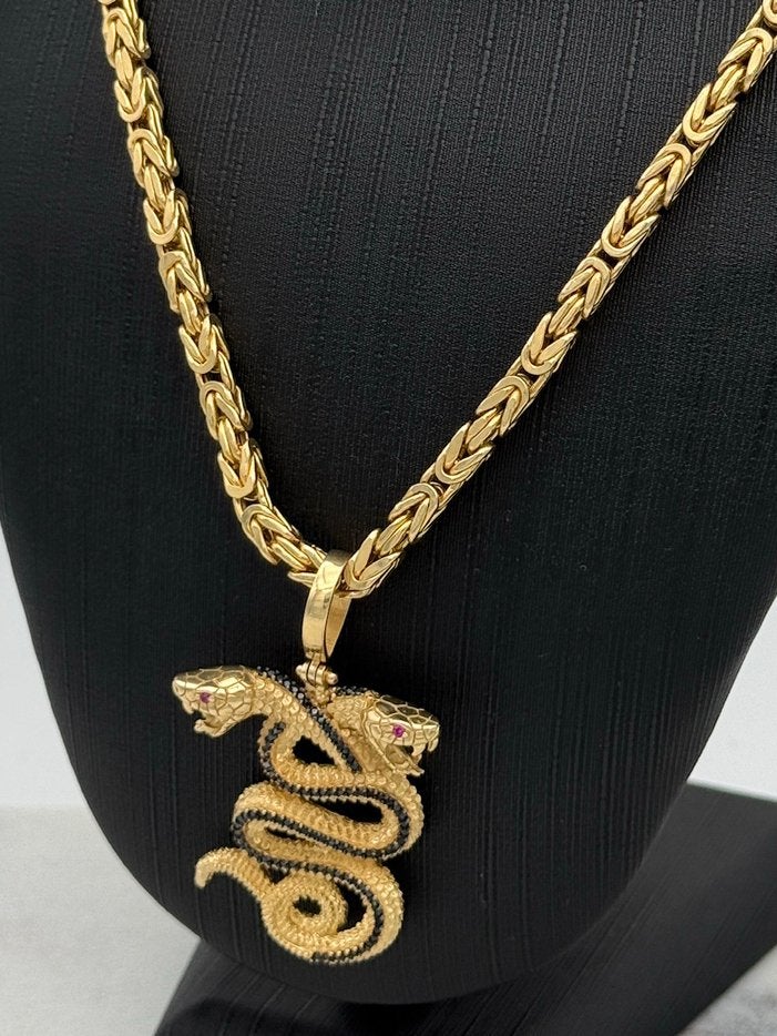 Prachtige 14K goud koningsketting met slangen hanger 65 cm, Sieraden, Tassen en Uiterlijk, Kettingen, Met hanger, Nieuw, Ophalen of Verzenden