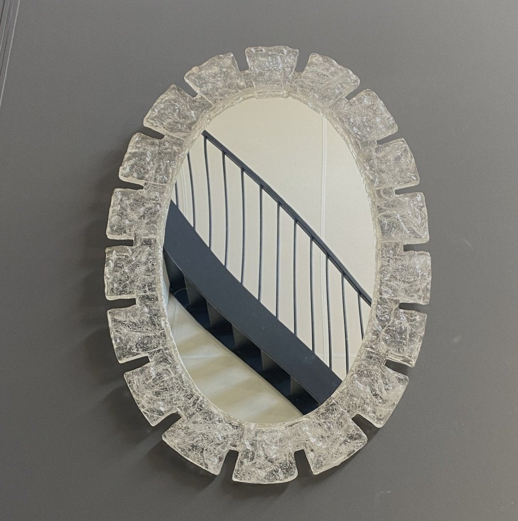 60 jaren OVALE  ijs spiegel van Egon Hillebrand lucite rand, Ophalen, Gebruikt, Minder dan 100 cm, Ovaal