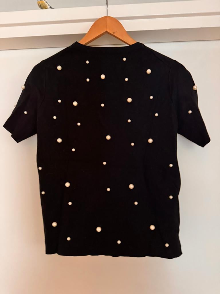 ZARA LIEF zwart truitje met korte mouwen met parels!, Kleding | Dames, Overige Dameskleding, Verzenden, Nieuw