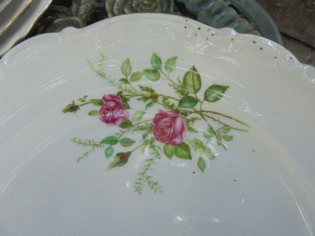 Gebak/Serveerschaal Mitterteich Bavaria met roze roos tak, Antiek en Kunst, Ophalen of Verzenden