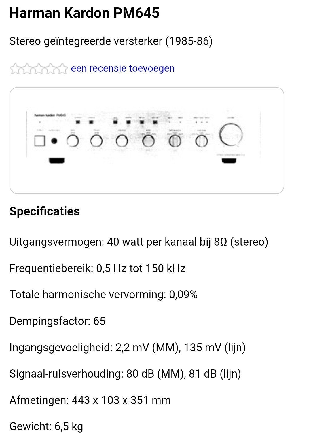 Harman Kardon PM 645, Ophalen of Verzenden, Zo goed als nieuw, Overige merken
