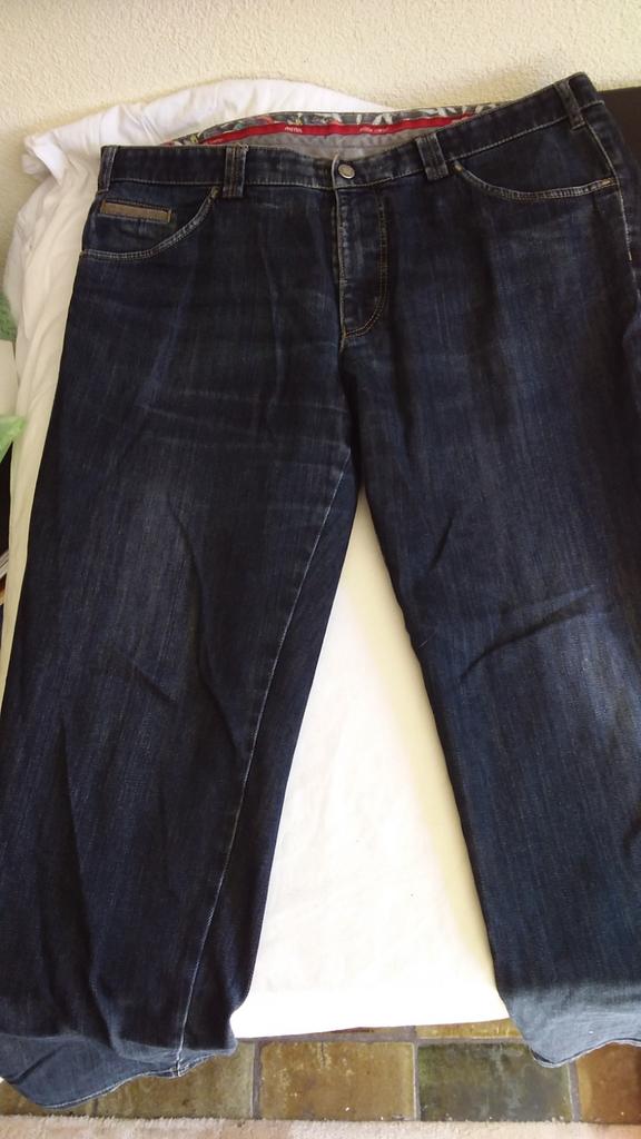 Meyer Designbroek dames taille 50 stretch pijp 104 cm jeans, Ophalen of Verzenden, Zo goed als nieuw, Blauw, Broek of Spijkerbroek