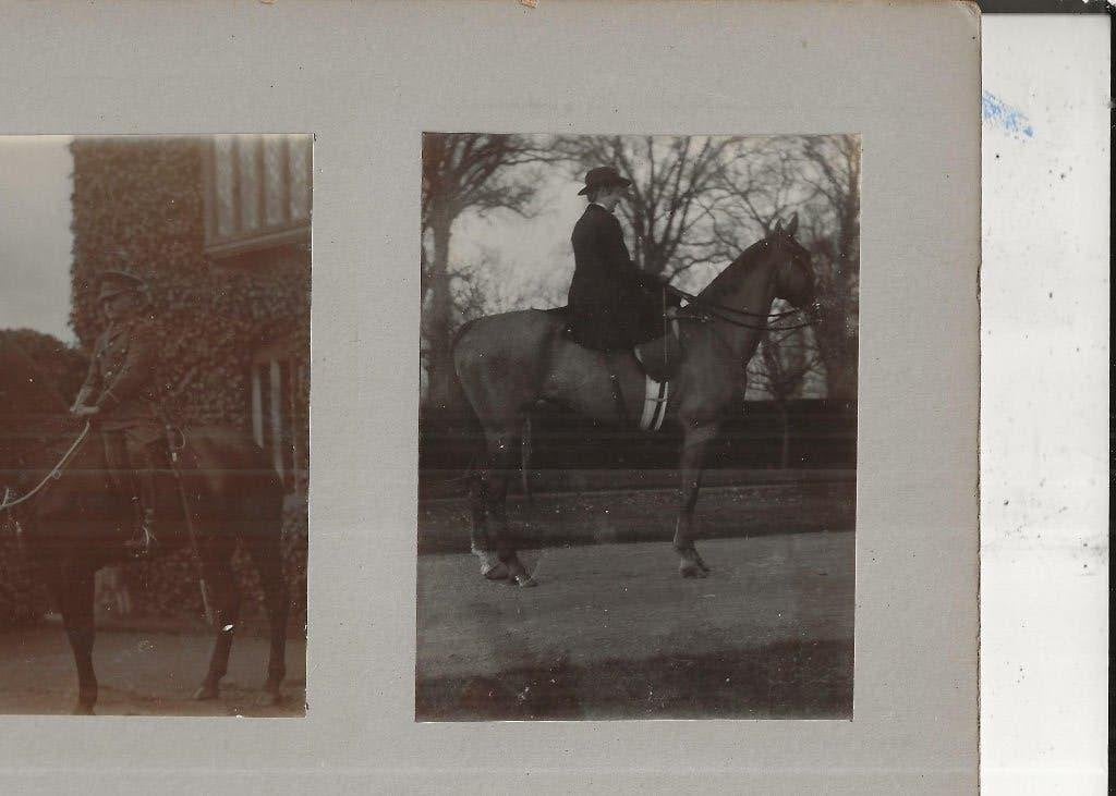 Vier opnames Drie te paard en een met dobberman 1912, Ophalen of Verzenden, Voor 1920, Ongelopen, Overige thema's