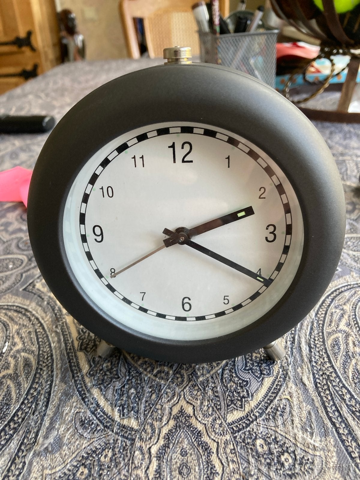 Vintage   analoge wekker - 12 cm doorsnee, Ophalen of Verzenden, Zo goed als nieuw