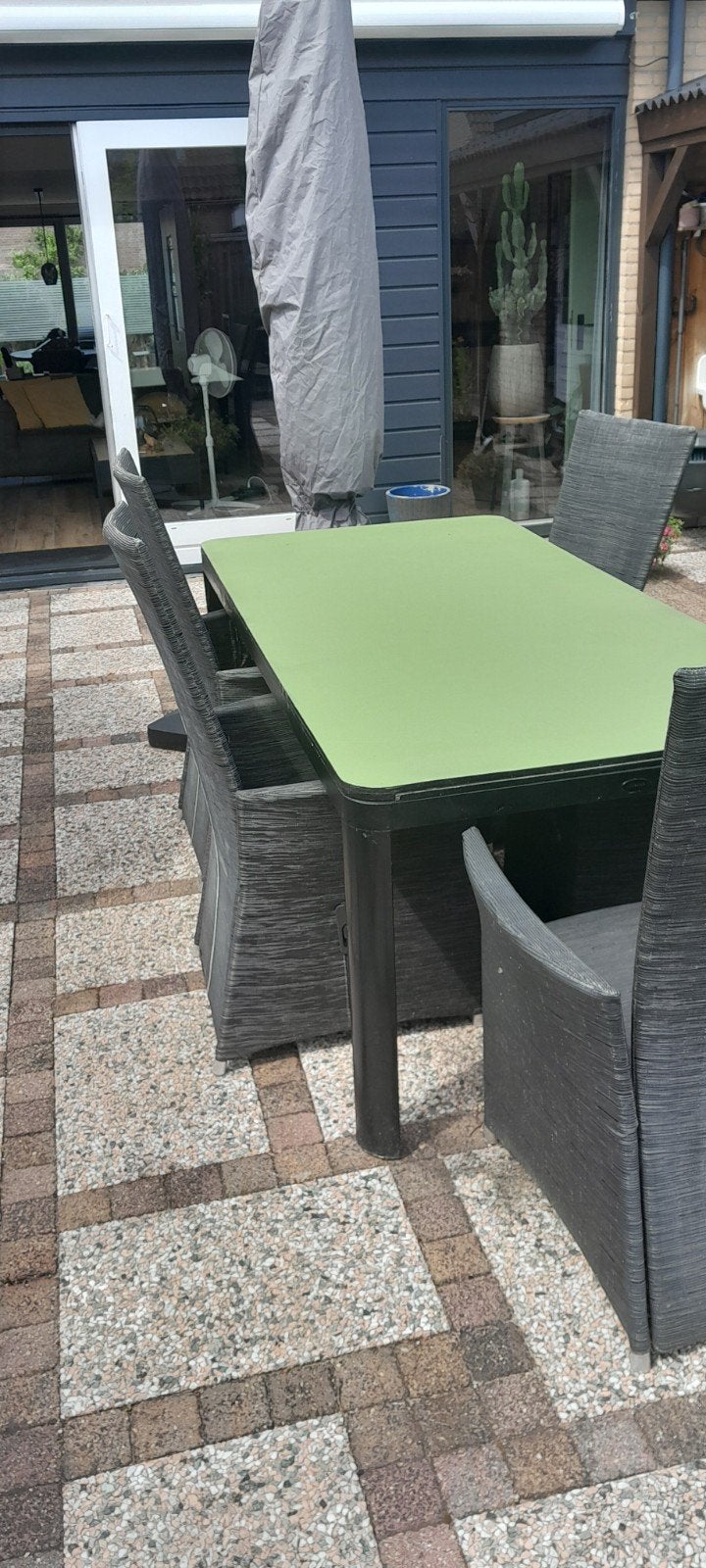 tuinset met 6 stoelen, Ophalen, Kunststof, Gebruikt, 6 zitplaatsen