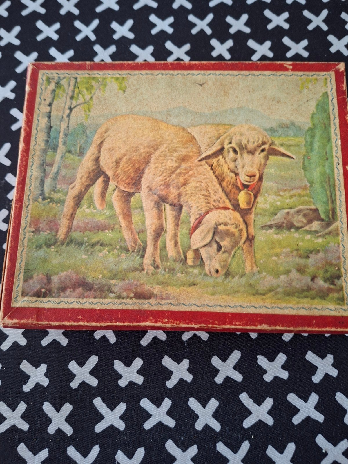 Vintage houten blokkenpuzzel met boerderijdieren, 2 tot 4 jaar, Gebruikt, 10 tot 50 stukjes, Ophalen of Verzenden