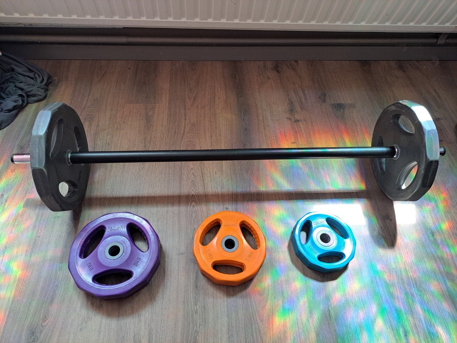 Bodypump set, Sport en Fitness, Fitnessmaterialen, Ophalen, Gebruikt, Rug, Halterset