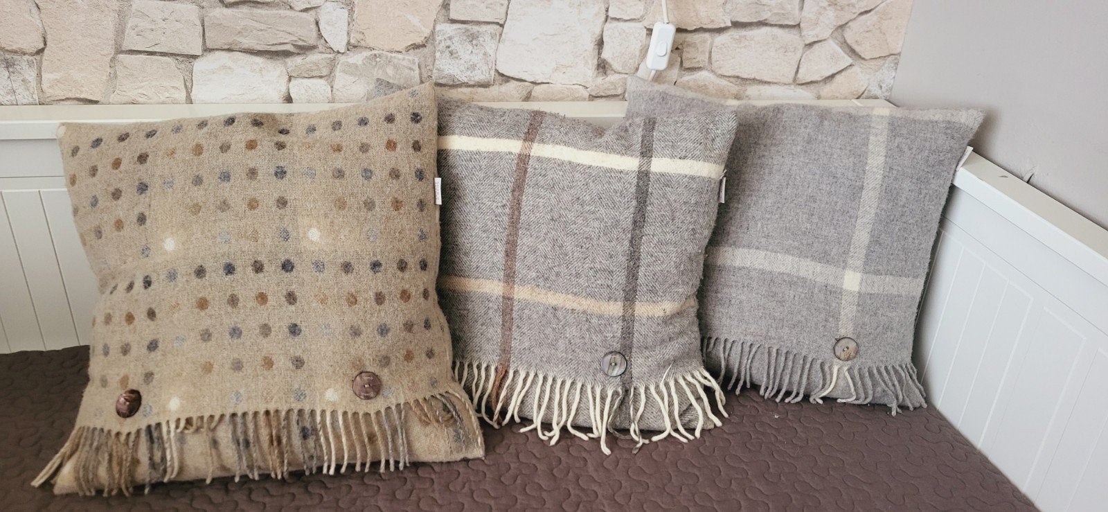 3 Bronte By Moon Merino Wollen Sierkussens, Overige merken, Afneembare hoes, Vierkant, Ophalen of Verzenden