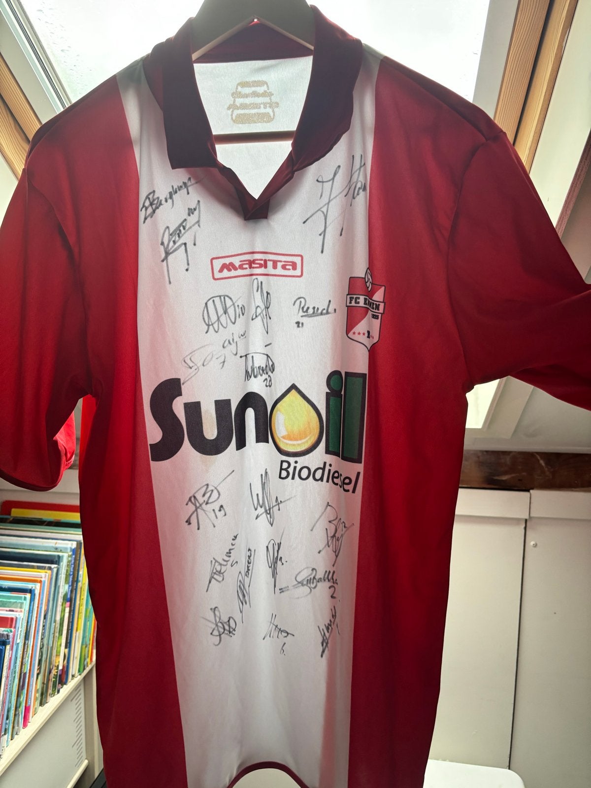 Gesigneerd FC Emmen voetbalshirt - Masita Sunoil Biodiesel, Ophalen of Verzenden, Gebruikt, Shirt