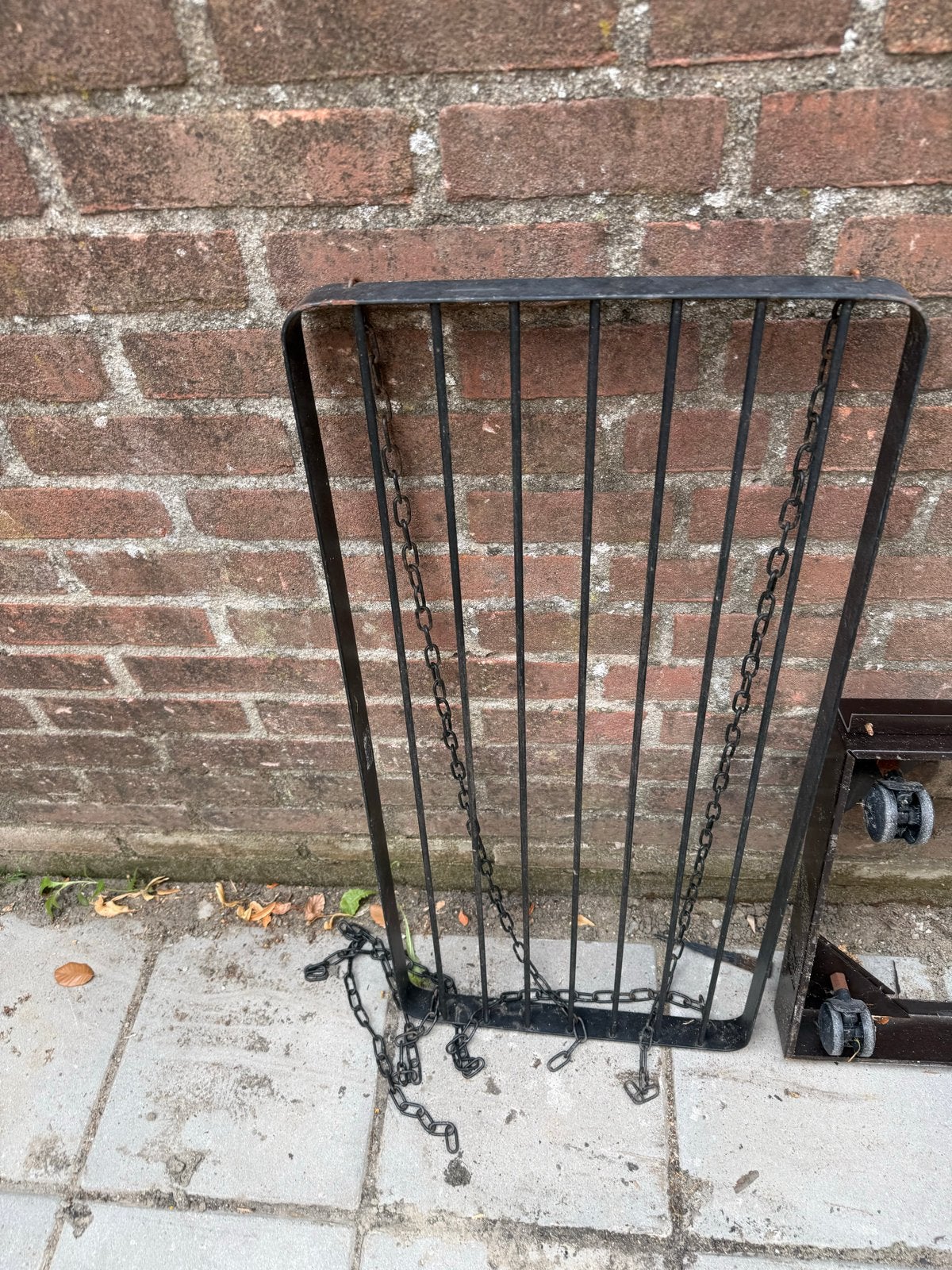 Zwart ijzeren hangrek voor serre of keuken, Ophalen, Metaal, Industrieel, Gebruikt