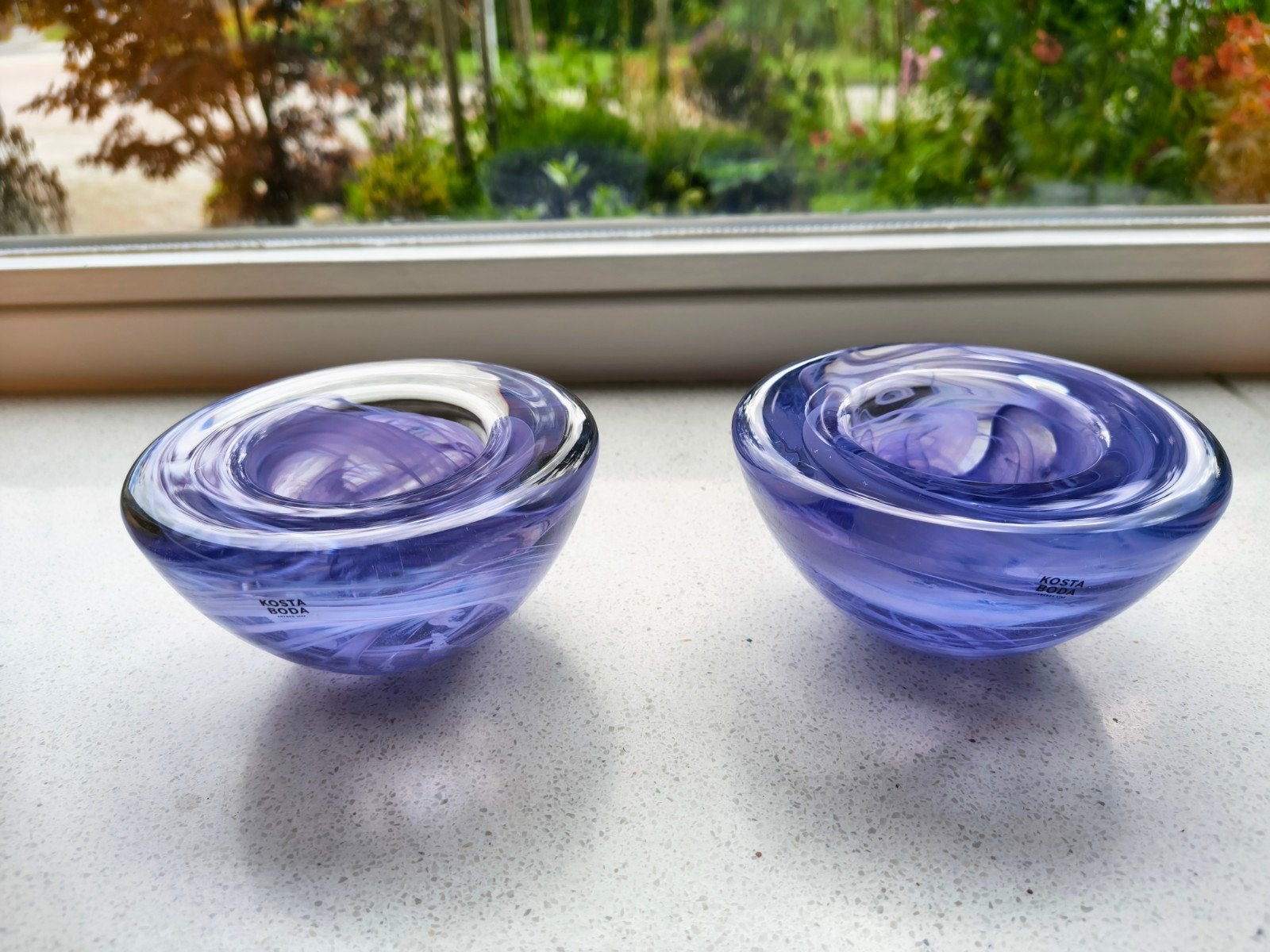 Kosta Boda set kristalglas waxinelichthouders paars, Zweden, Antiek en Kunst, Ophalen of Verzenden