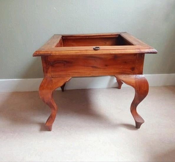 Barok teakhouten bijzettafel met klep., Ophalen of Verzenden