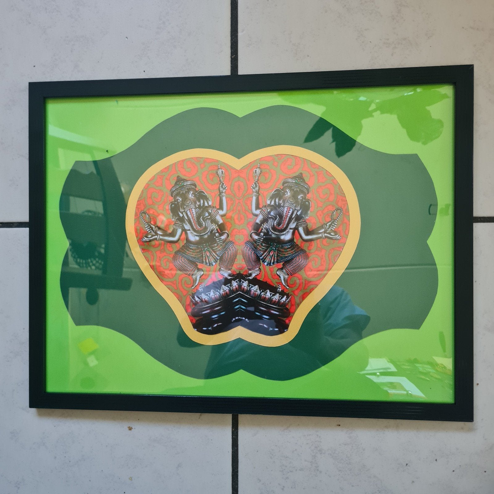 Ingelijste print met Ganesha-figuren, Ophalen of Verzenden