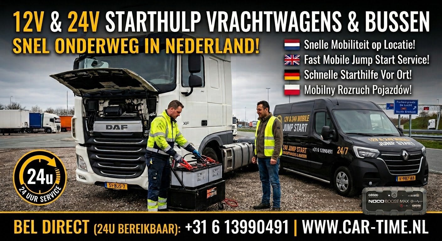 24/7 Mobiele Starthulp 12V & 24V  Jumpstart service 24/7, Ophalen, Car-time@hotmail.com, Cartime, Nieuw