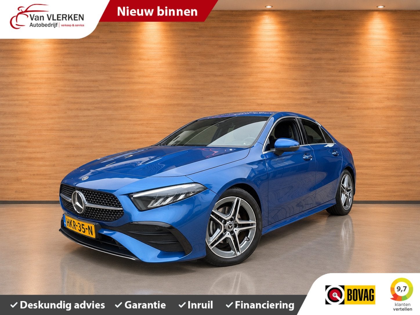 Mercedes A-klasse 200 AMG Line ADAPTIVE CRUISEC., Automatische klimaatregeling, Gebruikt, Met garantie (alle), Blauw