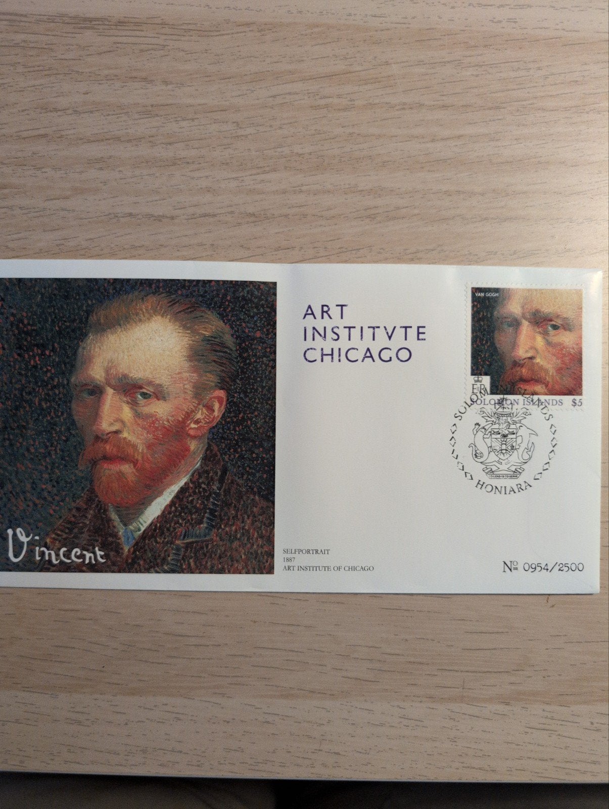 Van Gogh Zelfportret Postzegel envelop - Solomon Islands, Ophalen of Verzenden, Nederland