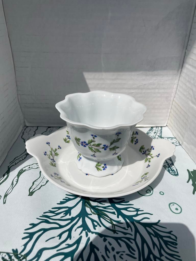 Frans porseleinen schaal en kom - Porcelaine du Lys Royal, Ophalen of Verzenden, Zo goed als nieuw