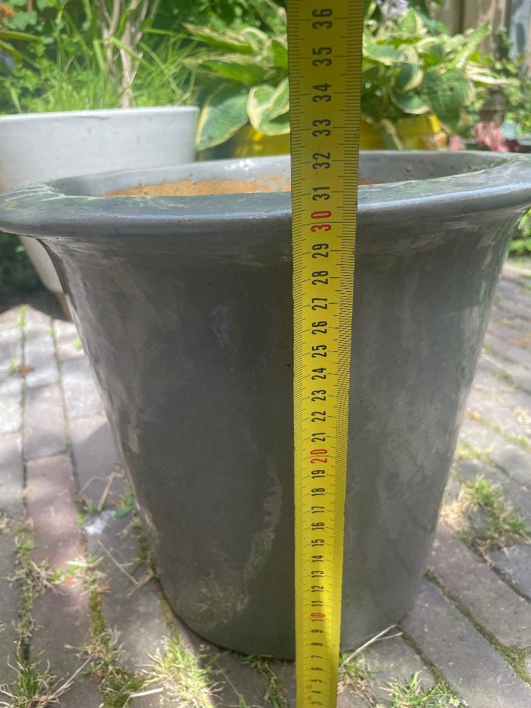 Bloempot antraciet, Tuin en Terras, Bloempotten, Rond, Zo goed als nieuw, Minder dan 40 cm, Balkon