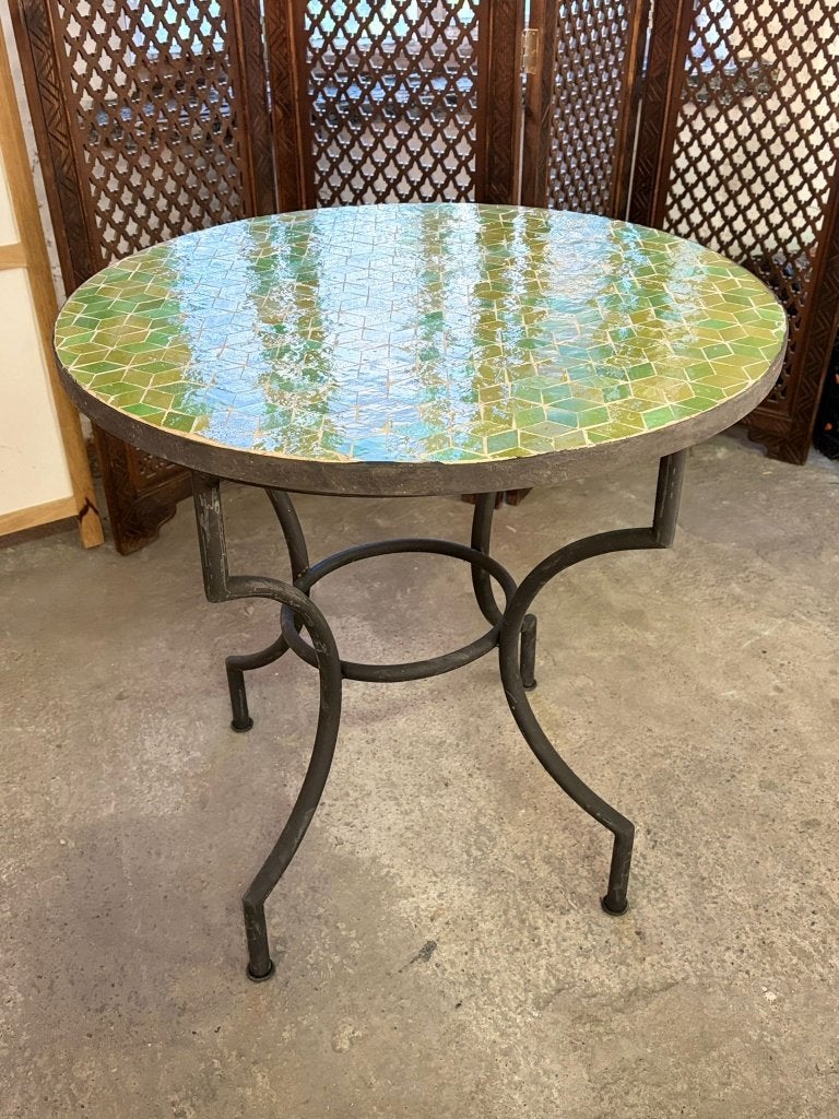 Mozaiek groene tafel, Antiek en Kunst, Antiek | Meubels | Tafels, Ophalen of Verzenden