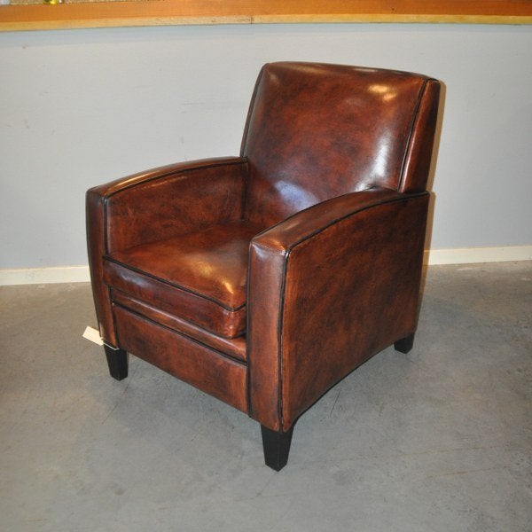 Art Deco, nieuwe schapenleren fauteuil, Huis en Inrichting, Fauteuils, Nieuw, Ophalen of Verzenden, 50 tot 75 cm, Leer