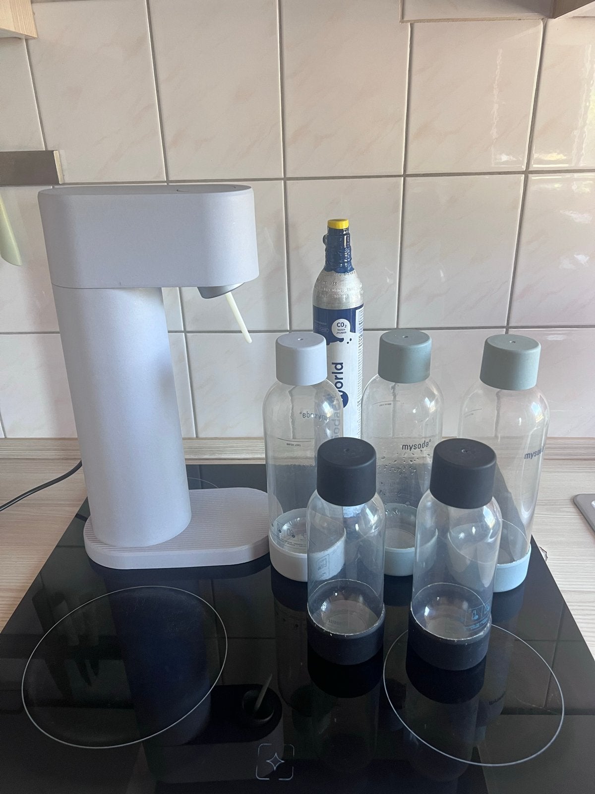Mysoda Woody bruiswatermaker met CO2-fles en flessen, Ophalen, Gebruikt