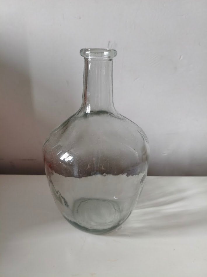 Dame Jeanne vaas glas transparant, Transparant, 27 cm, Ophalen of Verzenden, Geschikt voor droogbloemen