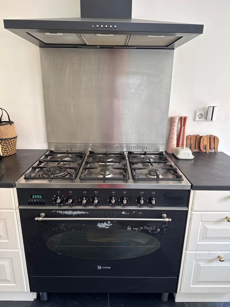 gasfornuis met oven en afzuigkap, Ophalen, Hete lucht, 60 cm of meer, Zo goed als nieuw