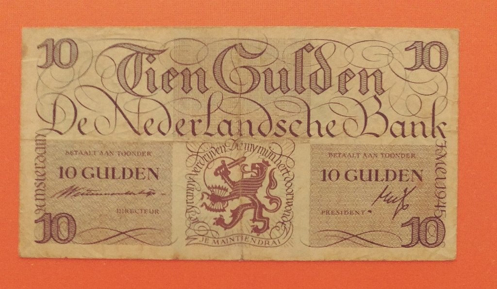 Bankbiljet 10 gulden 1945 Lieftinck, cat. PL42.b, Verzenden, 10 gulden, Los biljet