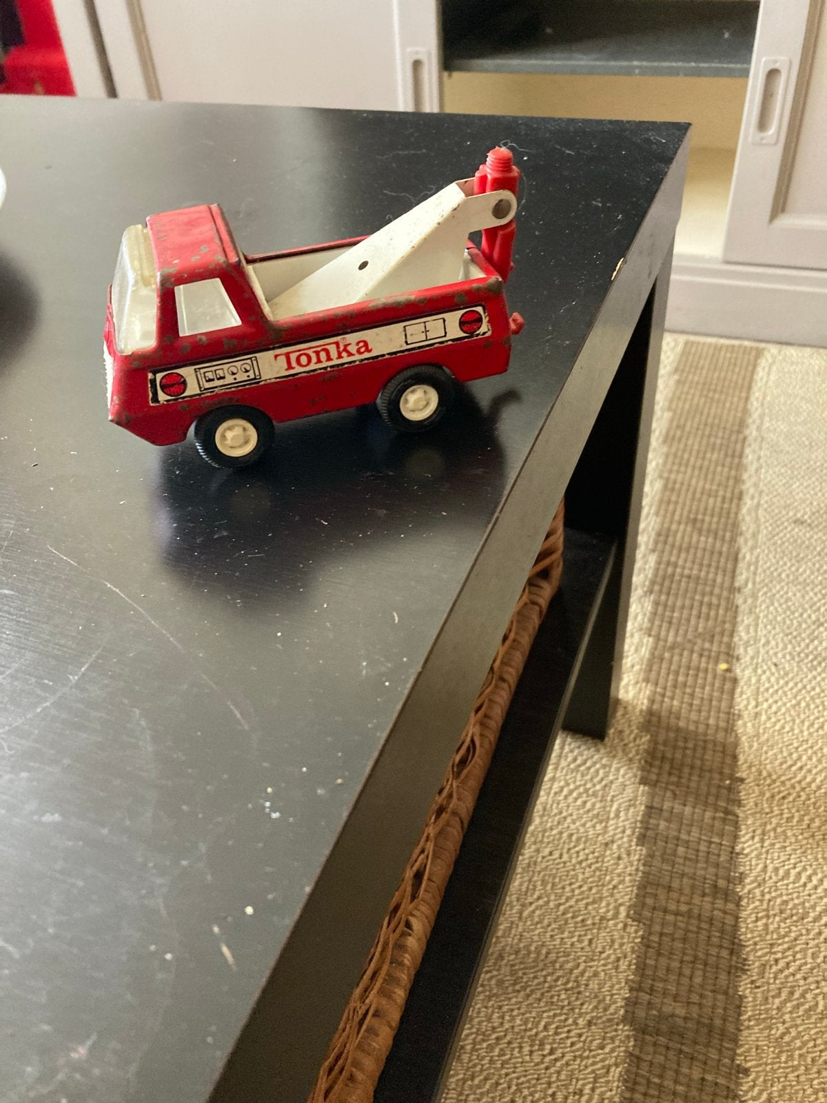 Vintage Tonka sleepwagen - Rode metalen speelgoedauto, Ophalen of Verzenden, Gebruikt