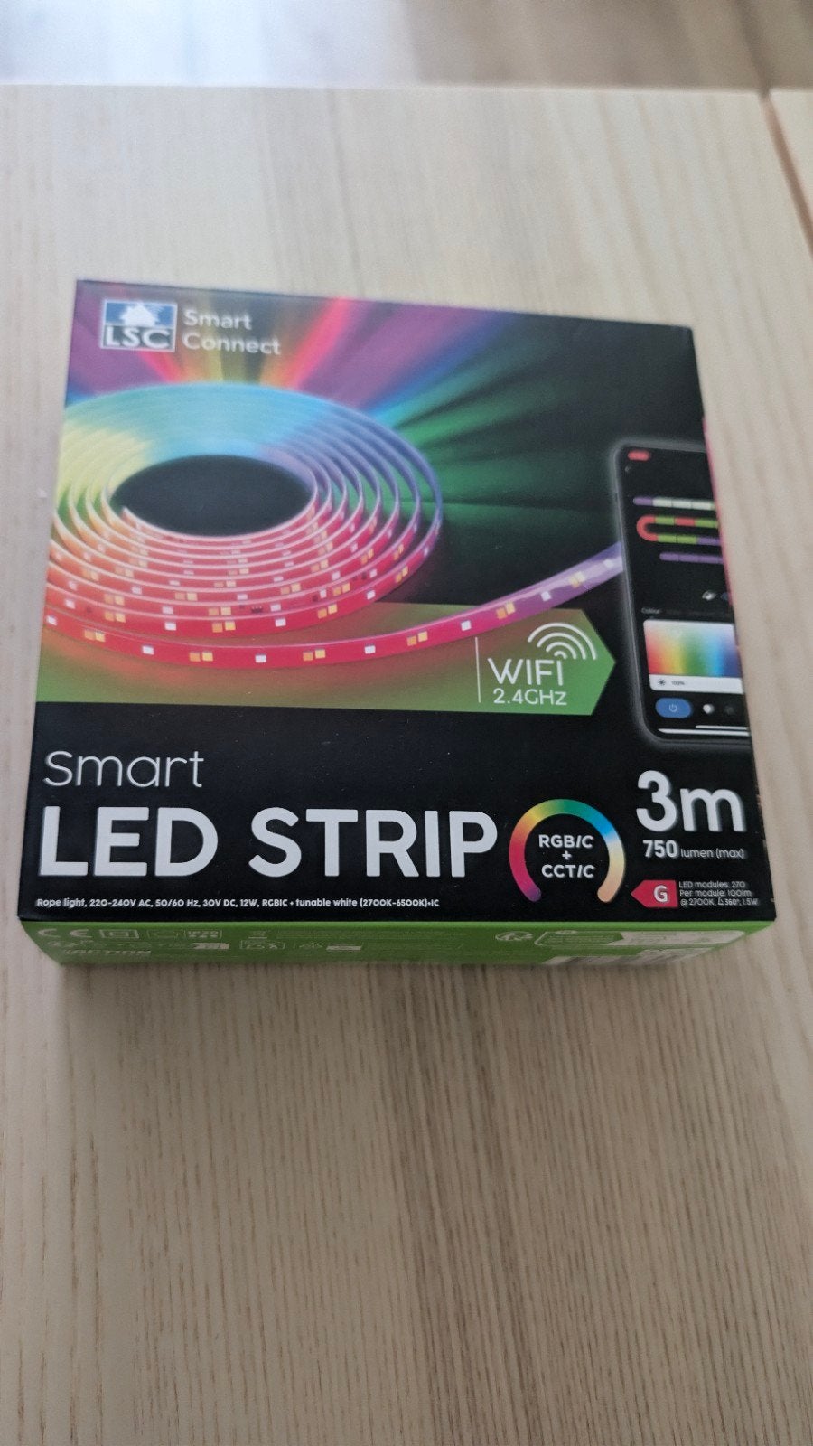 LSC Smart Connect LED Strip 3m RGB/CCT/IC met WiFi, 30 tot 60 watt, Led-lamp, LSC Smart Connect, Instelbaar wit