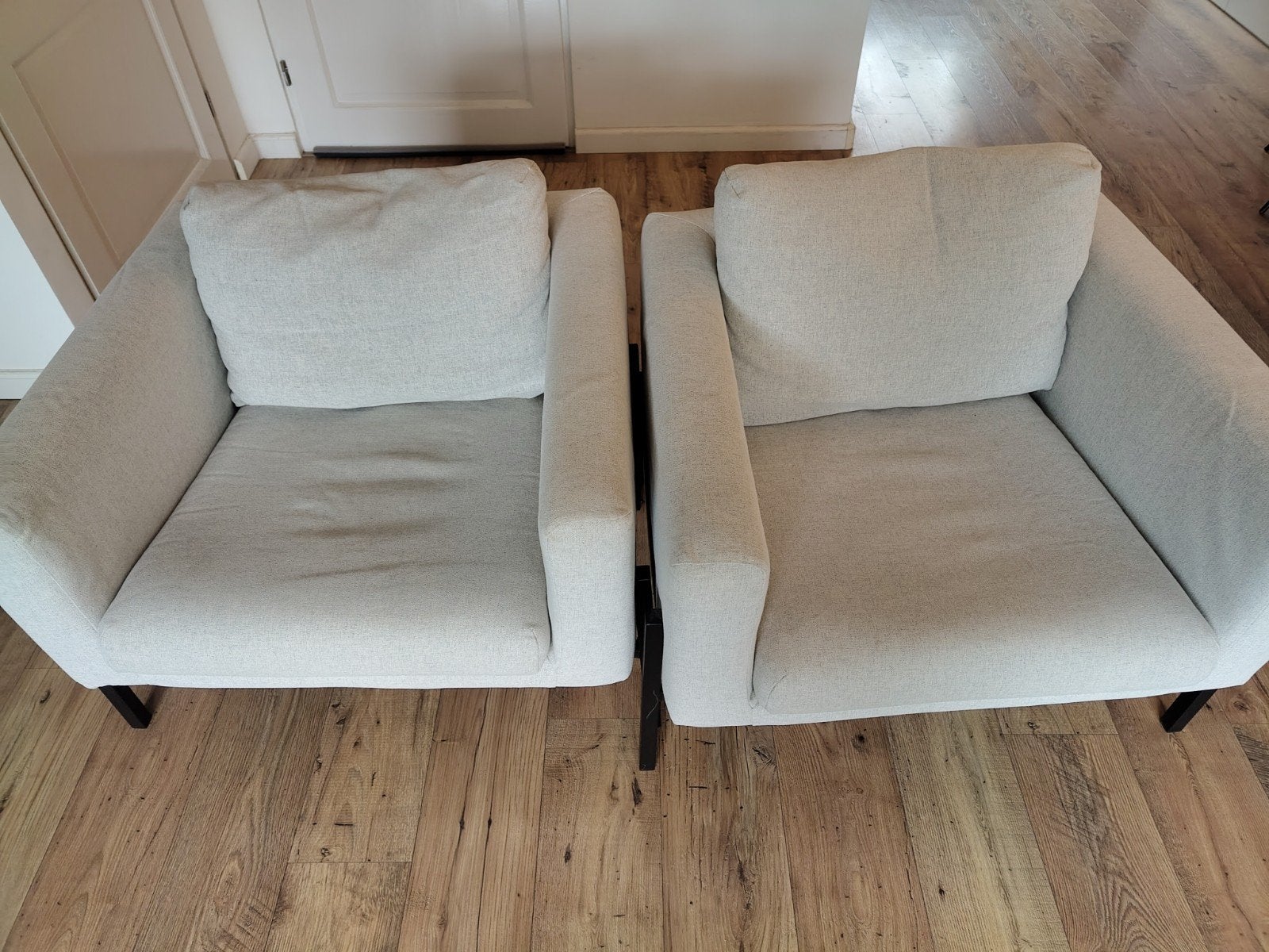 2 Mooie Ikea Koarp stoelen / fauteuils - ophalen in Deventer, Ophalen, Gebruikt, Stof