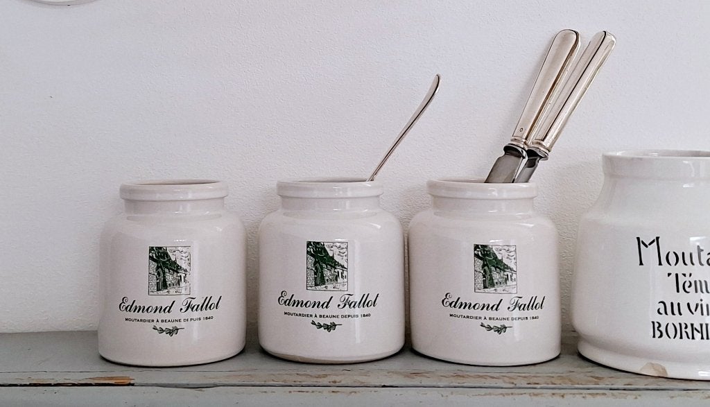 Vintage mosterdpot Edmond Fallot, Beaune, 3 x, Ophalen of Verzenden