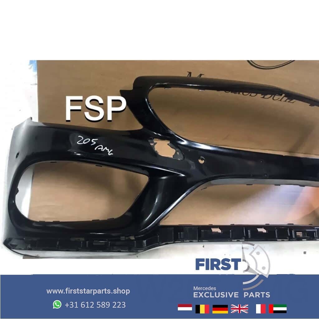 W205 AMG VOORBUMPER Mercedes C Klasse 2014-2018 ZWART ORIGIN, Gebruikt, -, Voor, Ophalen of Verzenden