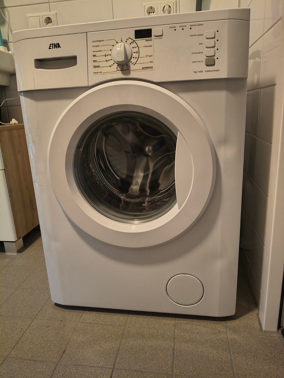 ETNA EWM247DWIT Wasmachine 7kg 1400 toeren, Gebruikt, Ophalen of Verzenden, Voorlader, Kort programma