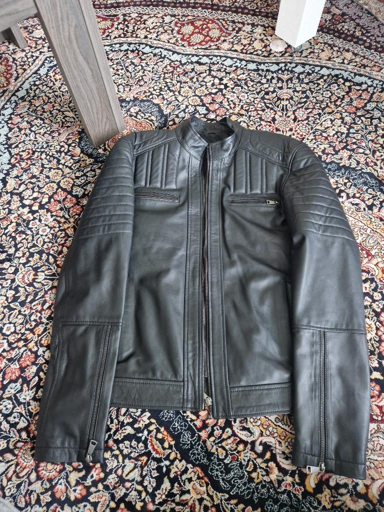 Stijlvolle Italiaanse leren jas – zwart – tijdloos model, Maat 52/54 (L), Zwart, Idouz cuir, Ophalen of Verzenden
