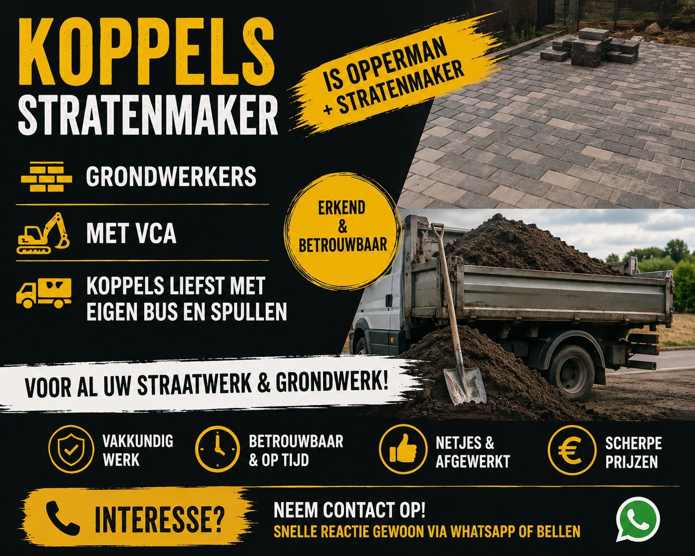 Stratenmaker koppels gezocht, Ophalen, Minder dan 20 cm, 10 m² of meer, Overige materialen