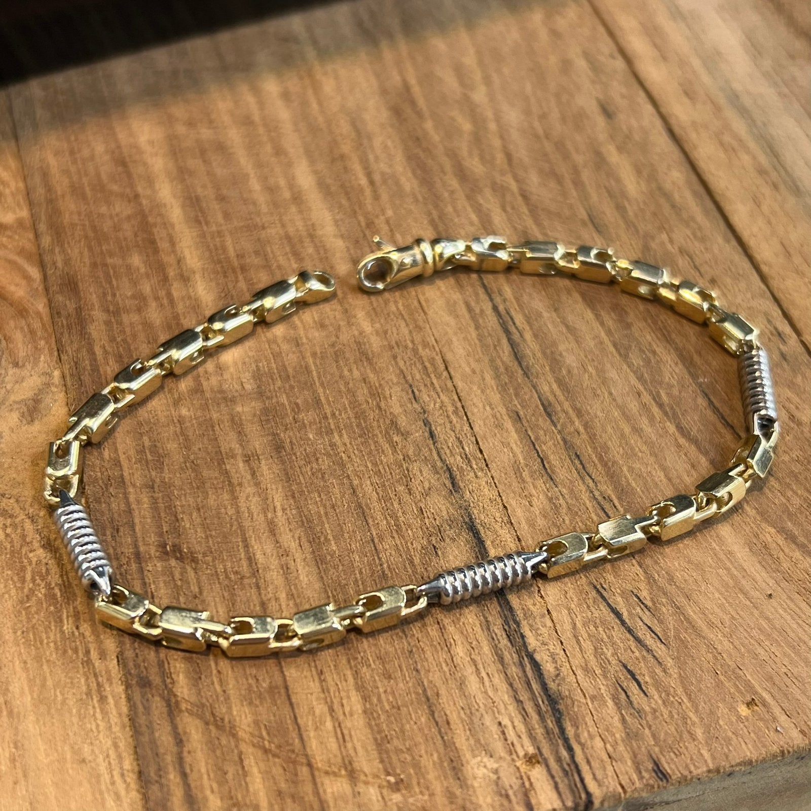 14k gouden armband massief monte carlo schakel, Ophalen of Verzenden, Zo goed als nieuw, Goud