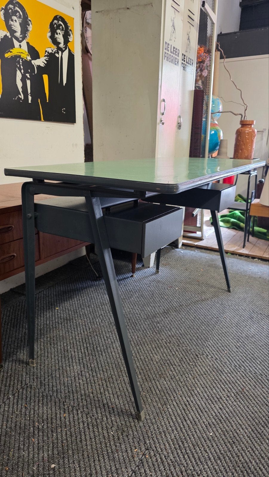 vintage industrieel bureau/retro werkplek, Ophalen, Huis en Inrichting