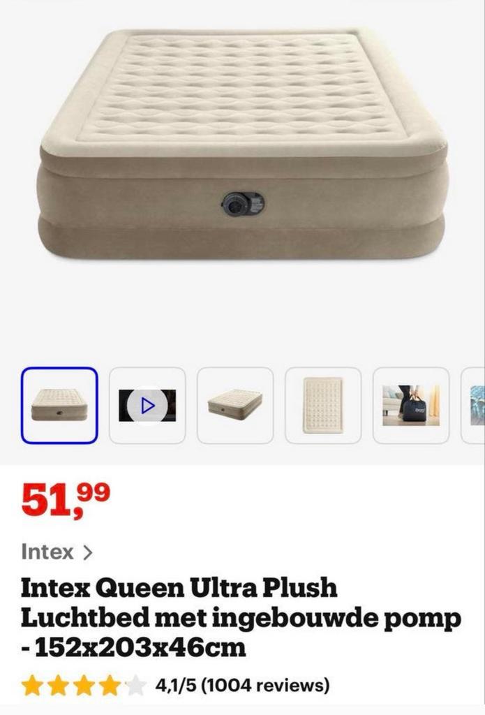 Intex Dura-Beam Deluxe Ultra Plush Luchtmatras.2 personen, Ophalen of Verzenden, Zo goed als nieuw