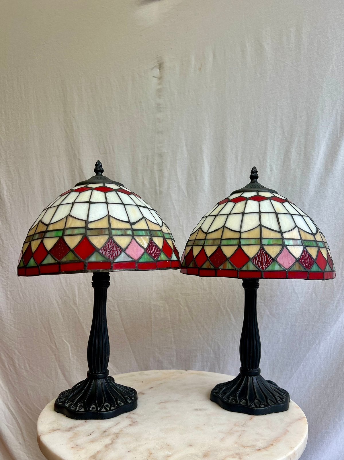 SFEERVOLLE TIFFANY TAFELLAMPEN – ALLEEN ALS SET!, 50 cm, Lisa, Ophalen of Verzenden, Second