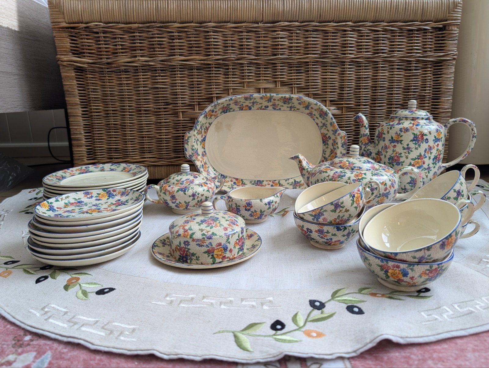 Vintage Beatrix Theeservies - 6-delig met extra bord, Ophalen